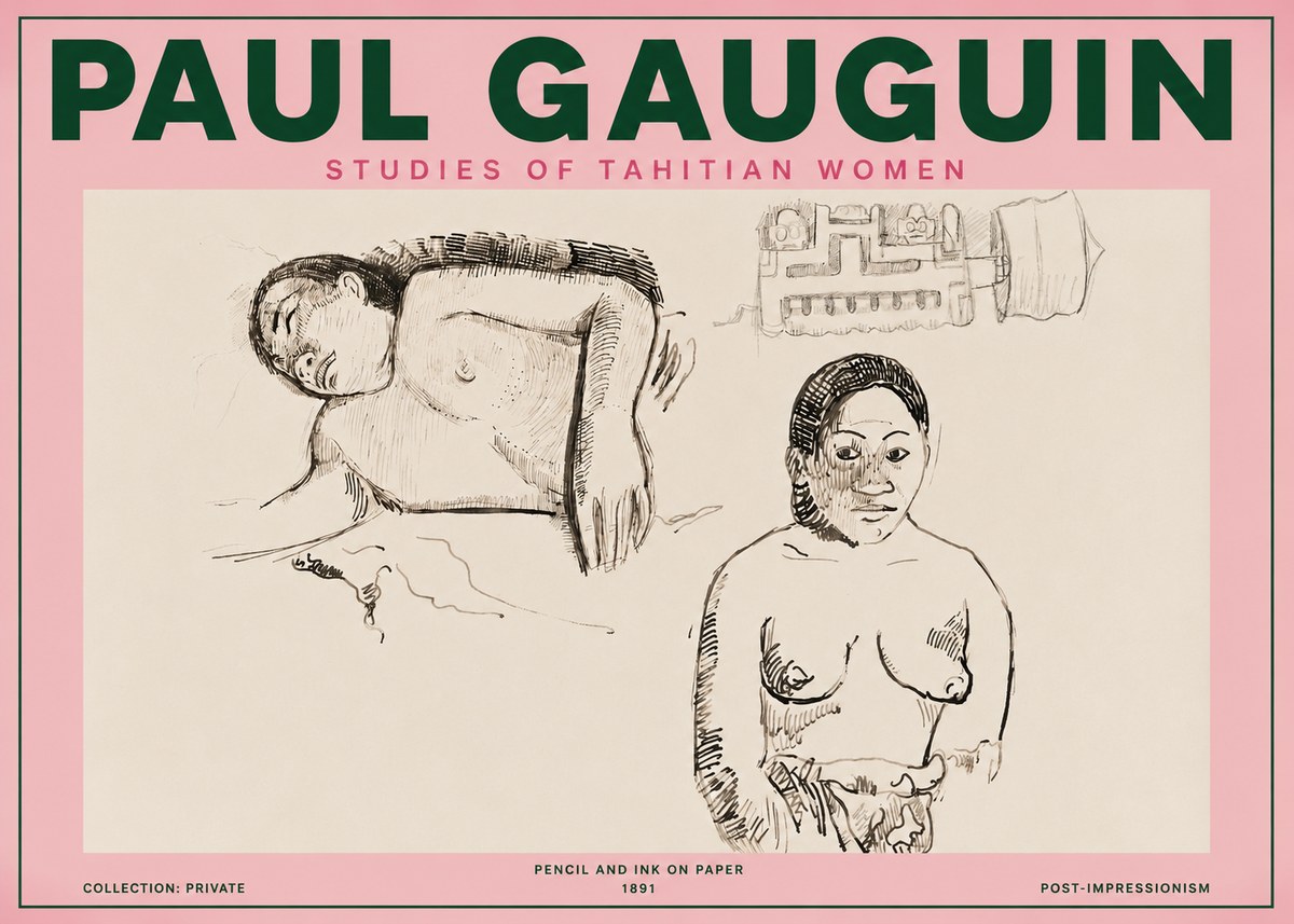 Paul Gauguin Studies of Tahitian Women No3 - Póster
