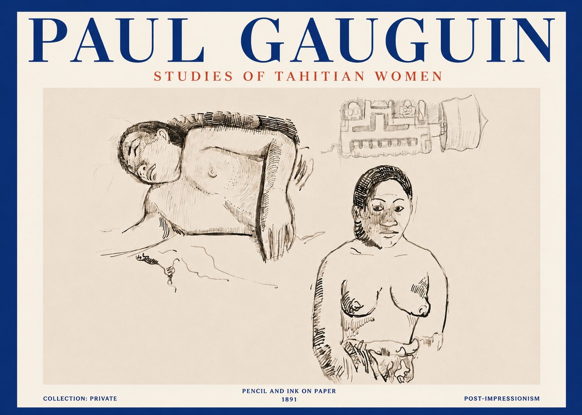 Paul Gauguin Studies of Tahitian Women No4 - Póster