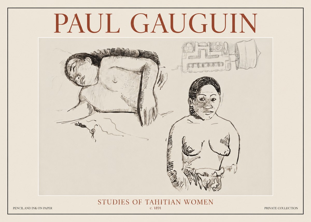 Paul Gauguin Studies of Tahitian Women No6 - Póster