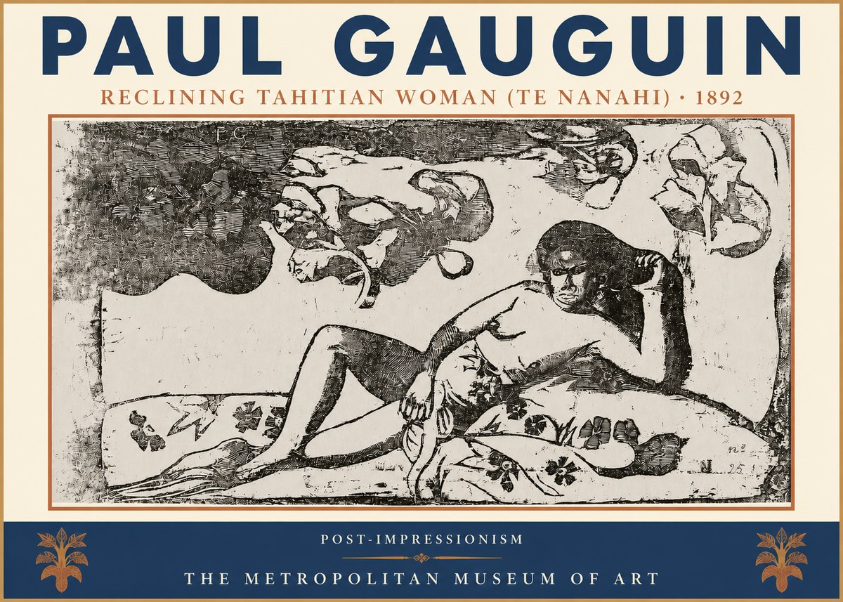 Paul Gauguin Reclining Tahitian Woman (Te Nanahi) No3 - Póster