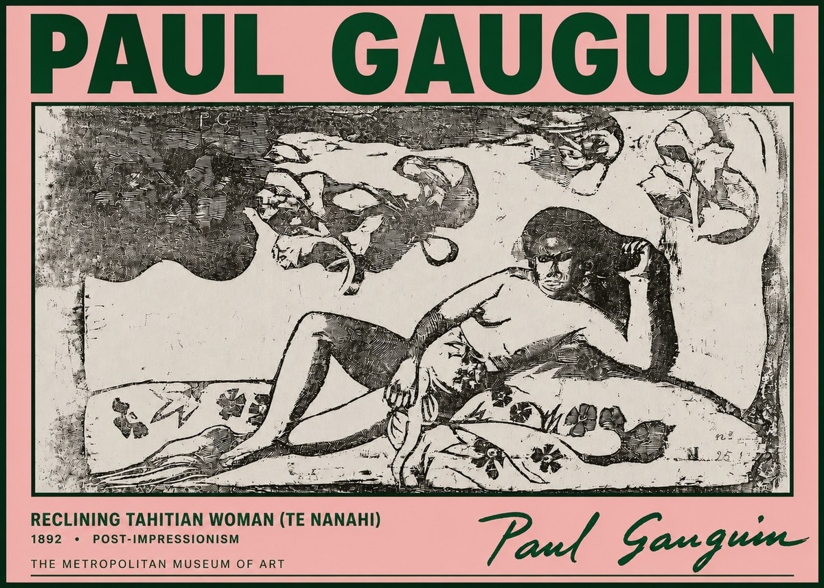 Paul Gauguin Reclining Tahitian Woman (Te Nanahi) No4 - Póster