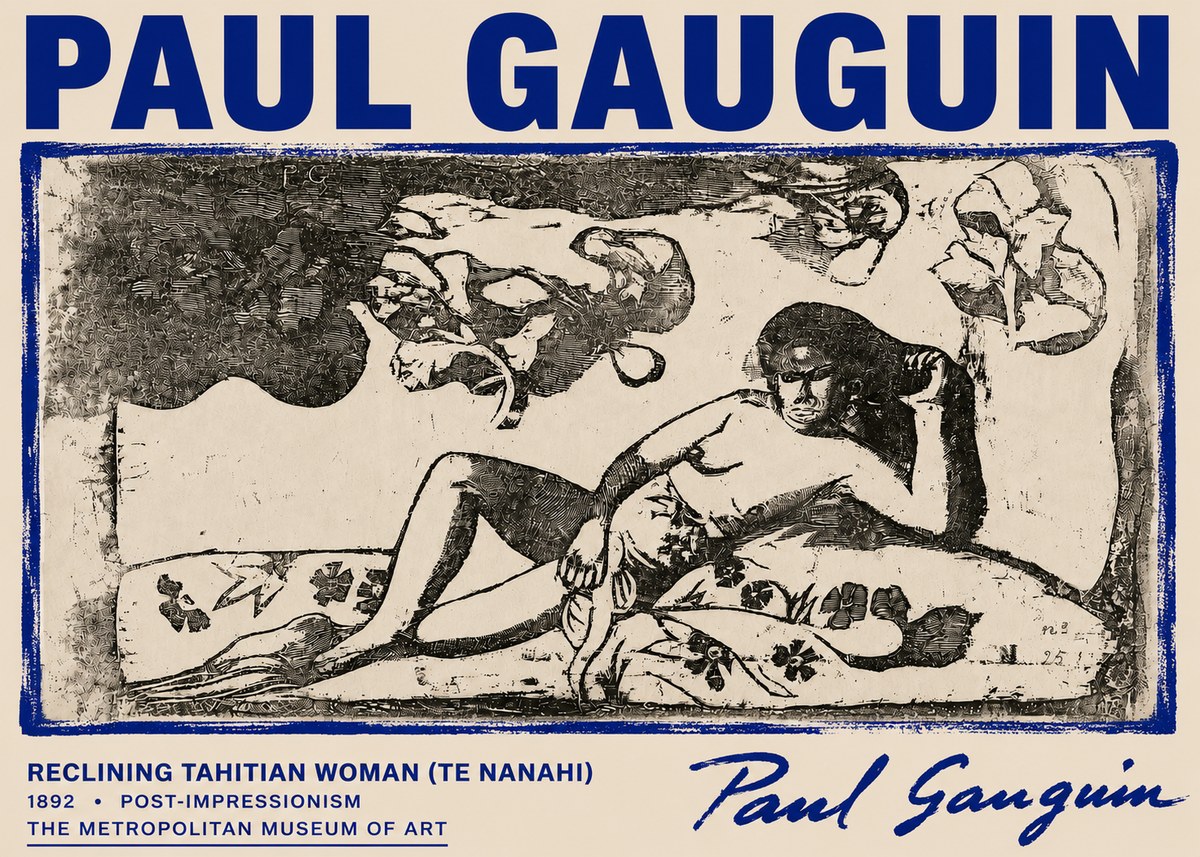 Paul Gauguin Reclining Tahitian Woman (Te Nanahi) No6 - Póster