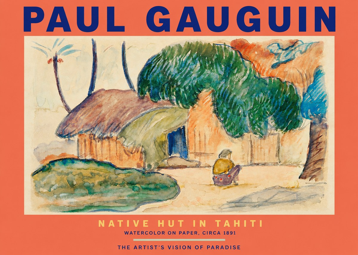 Paul Gauguin Native Hut in Tahiti No2 - Póster
