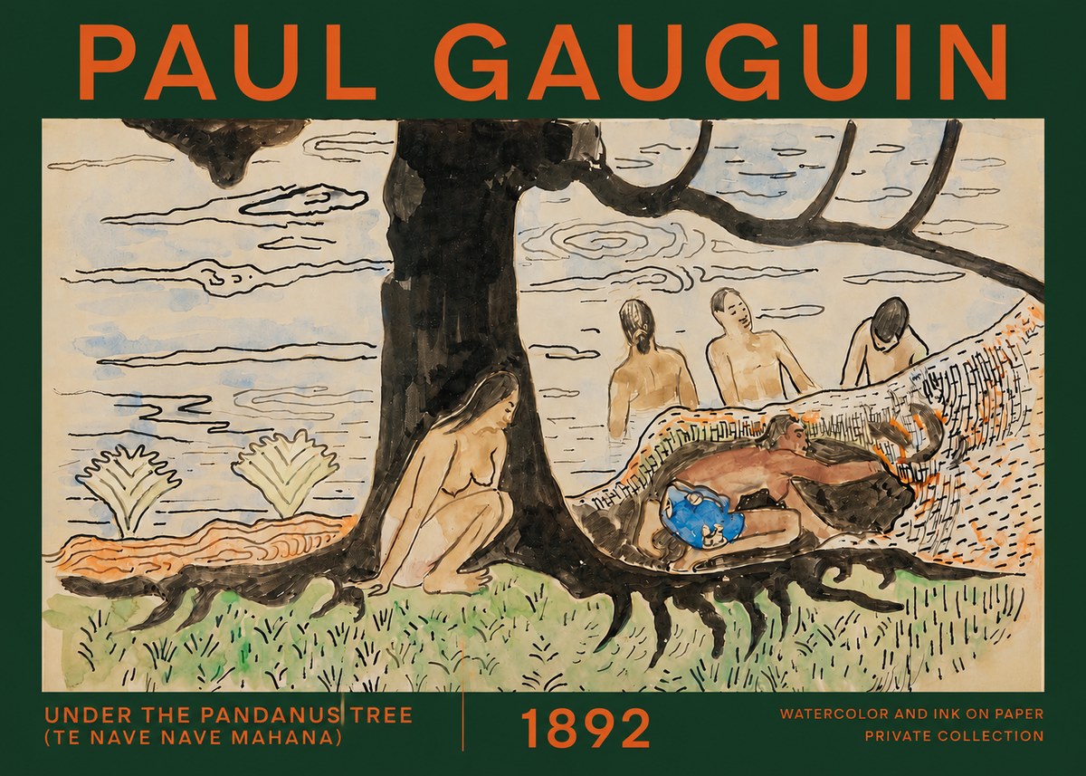 Paul Gauguin Under the Pandanus Tree (Te Nave Nave Mahana) No2 - Póster
