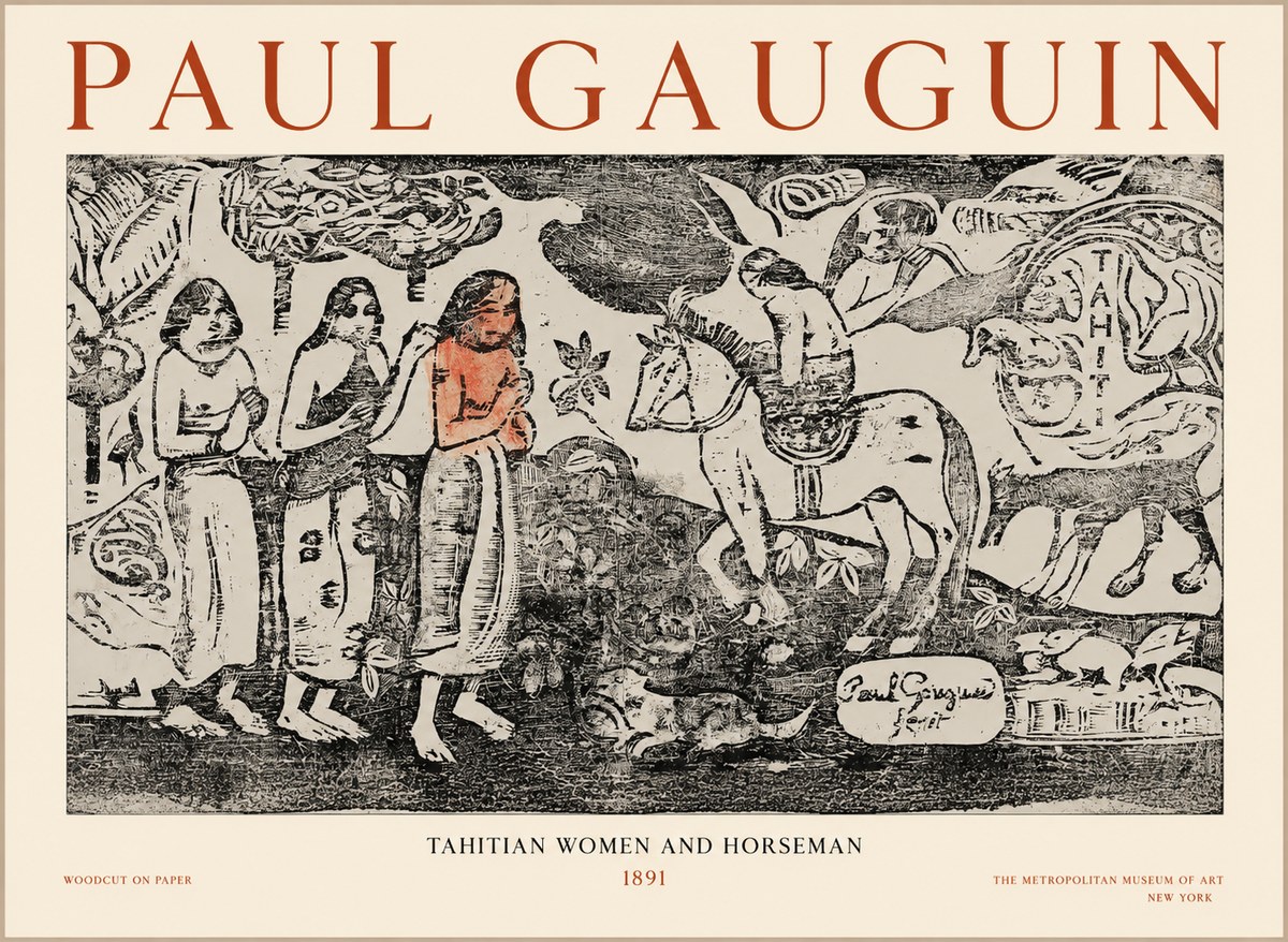 Paul Gauguin Tahitian Women and Horseman No1 - Póster