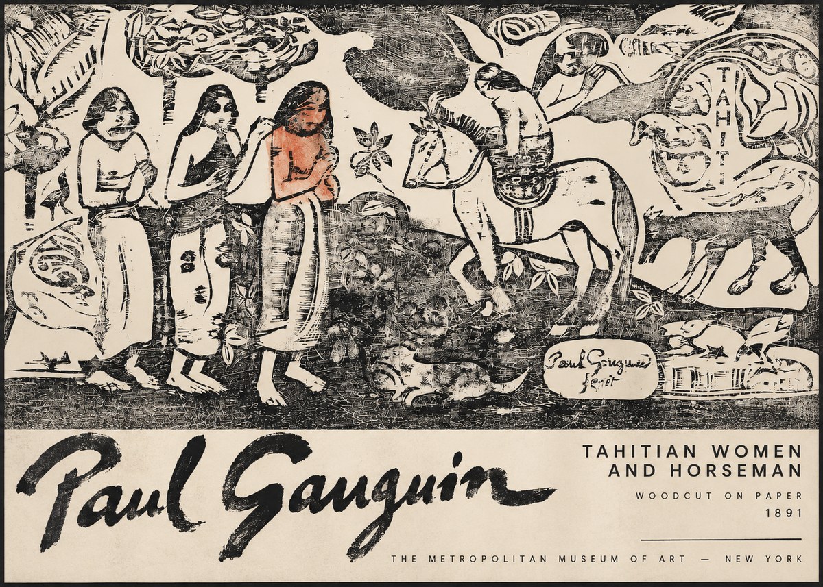 Paul Gauguin Tahitian Women and Horseman No3 - Póster