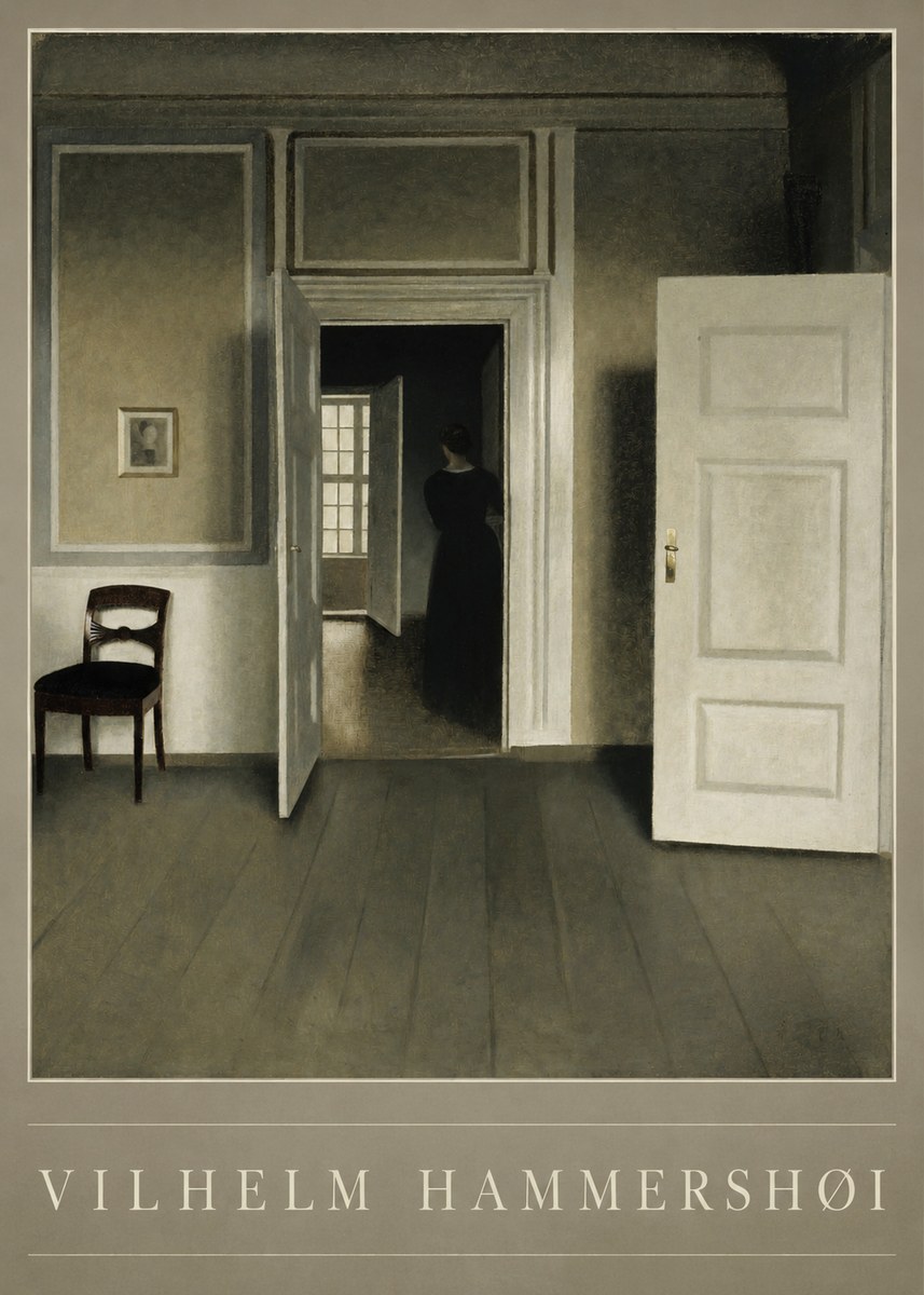 Vilhelm Hammershøi Interior with a Woman Seen from the Back No3 - Póster