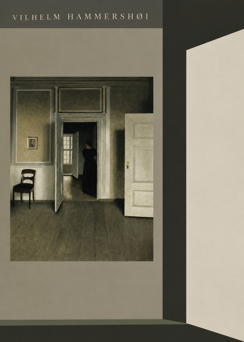 Vilhelm Hammershøi Interior with a Woman Seen from the Back No6 - Póster