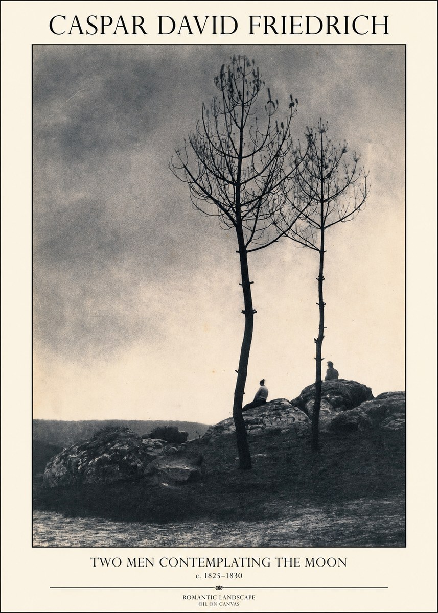 Caspar David Friedrich Two Men Contemplating the Moon III No1 - Póster