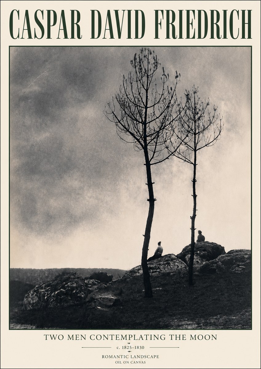 Caspar David Friedrich Two Men Contemplating the Moon III No6 - Póster