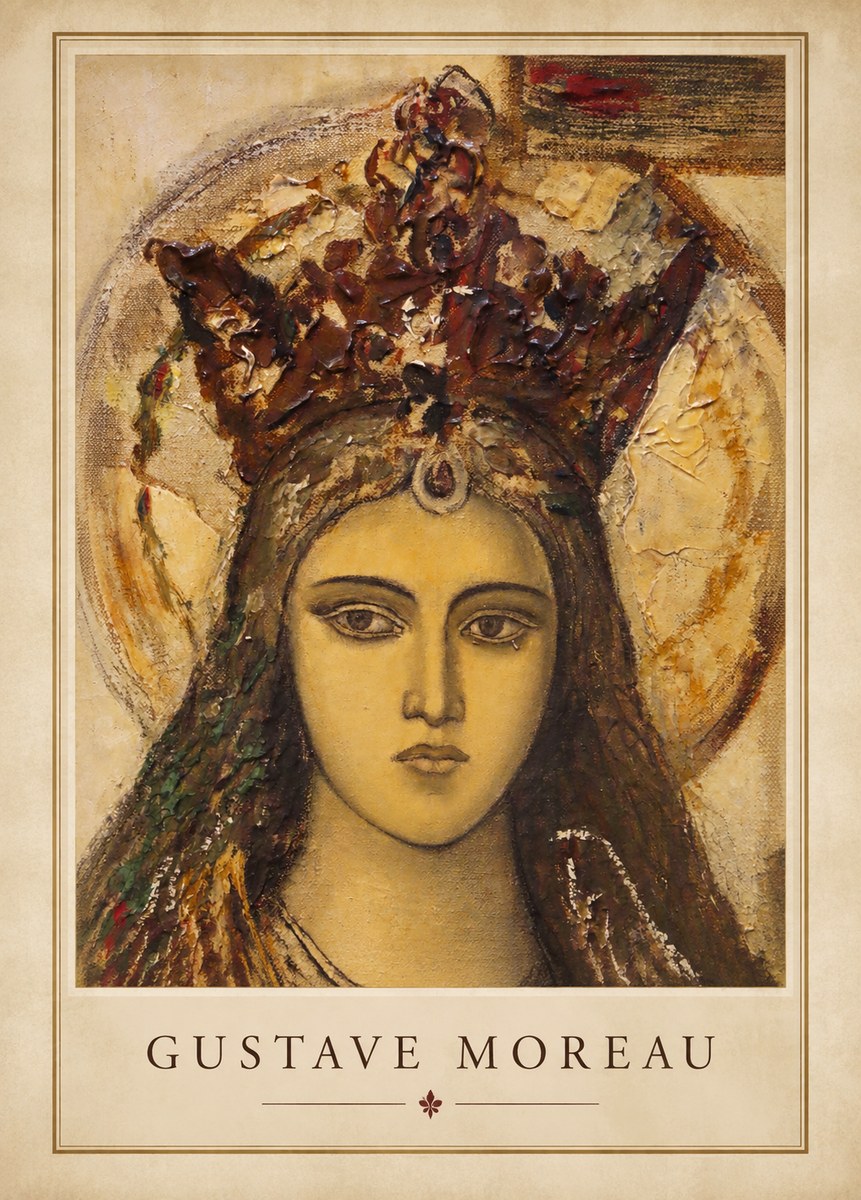 Gustave Moreau Head of a Woman with a Tiara No1 - Póster