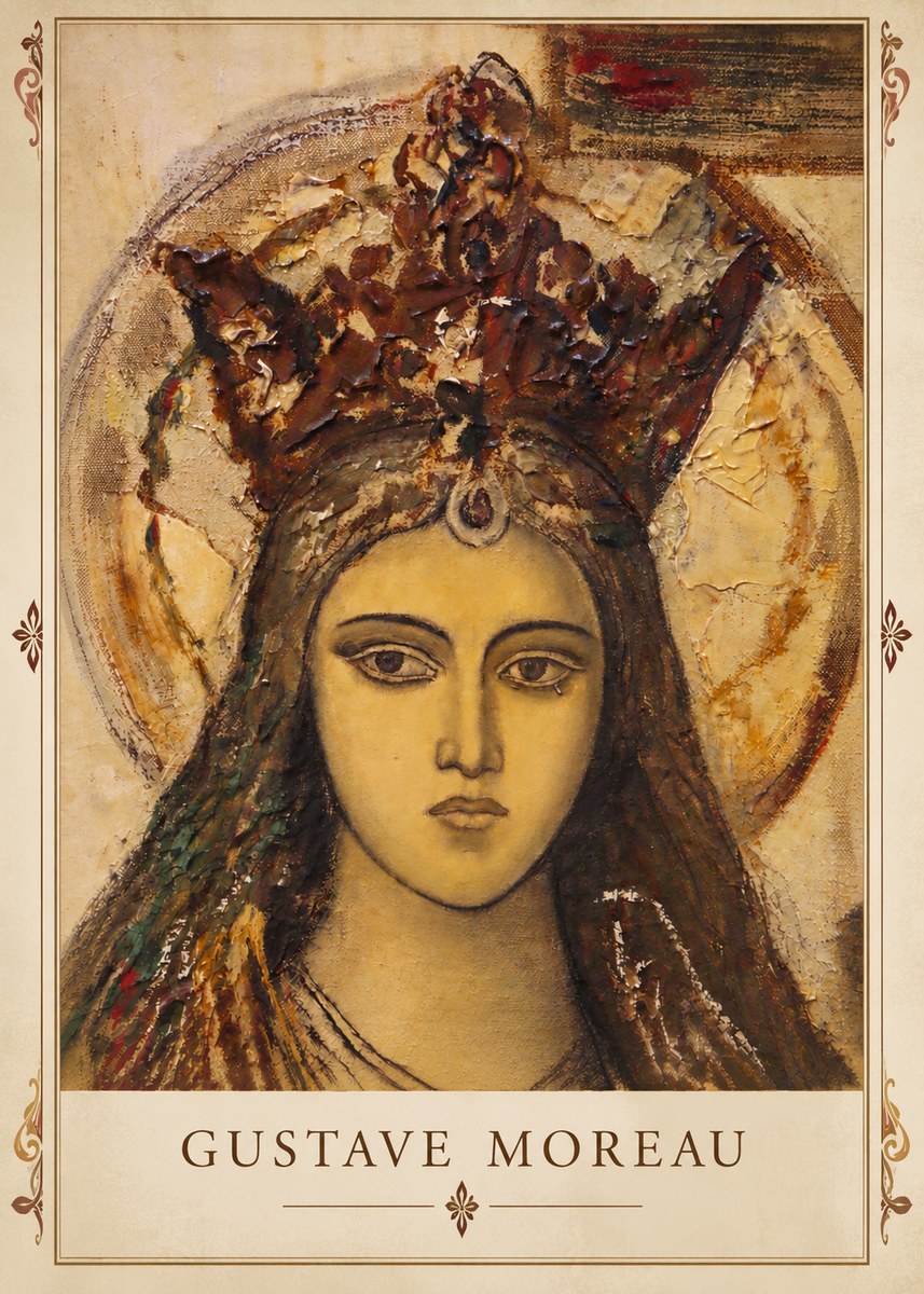 Gustave Moreau Head of a Woman with a Tiara No4 - Póster