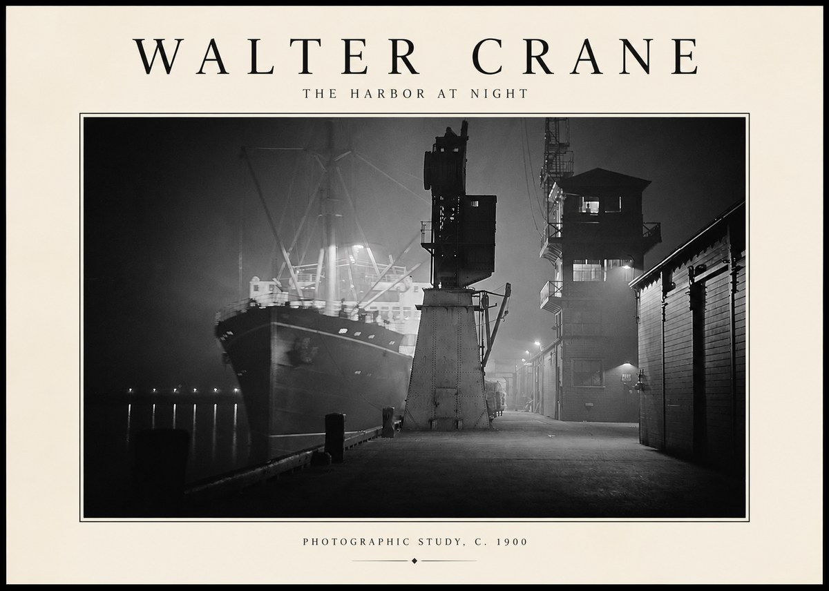 Walter Crane The Harbor at Night No2 - Póster