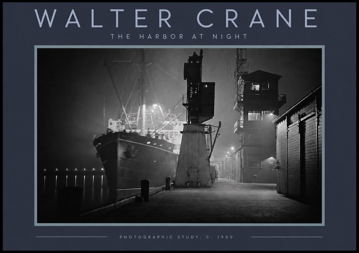Walter Crane The Harbor at Night No3 - Póster