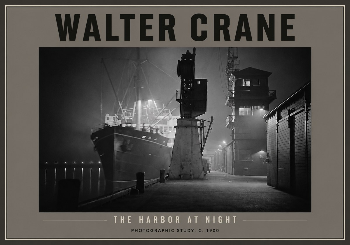 Walter Crane The Harbor at Night No4 - Póster
