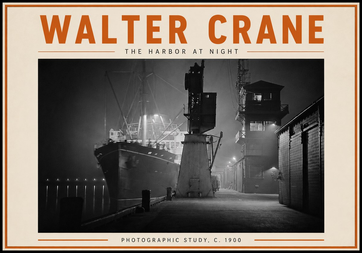 Walter Crane The Harbor at Night No6 - Póster