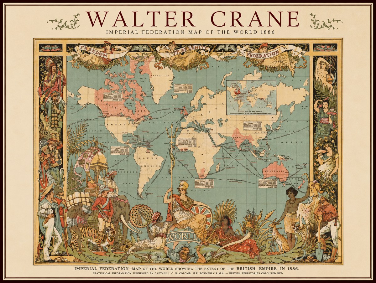 Walter Crane Imperial Federation Map of the World 1886 No1 - Póster