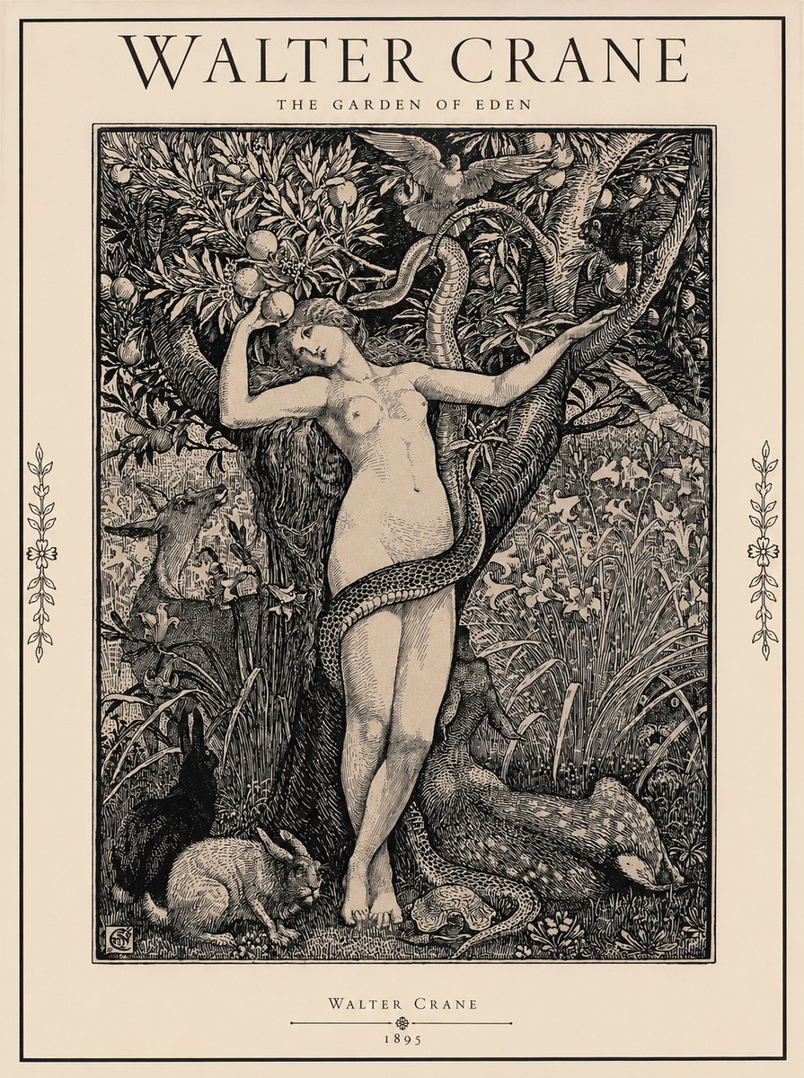 Walter Crane The Garden of Eden No1 - Póster