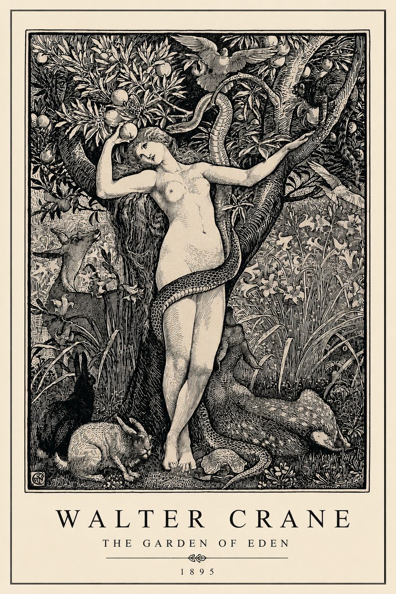 Walter Crane The Garden of Eden No3 - Póster