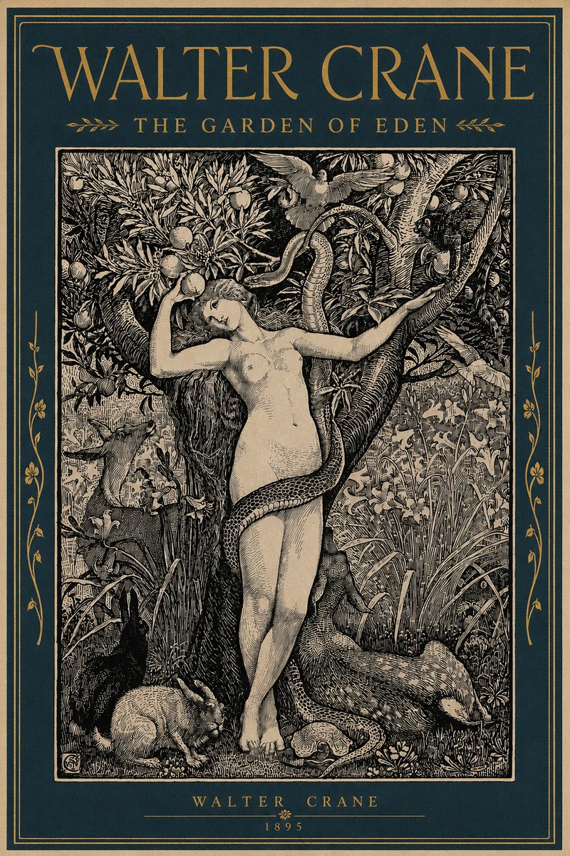 Walter Crane The Garden of Eden No4 - Póster