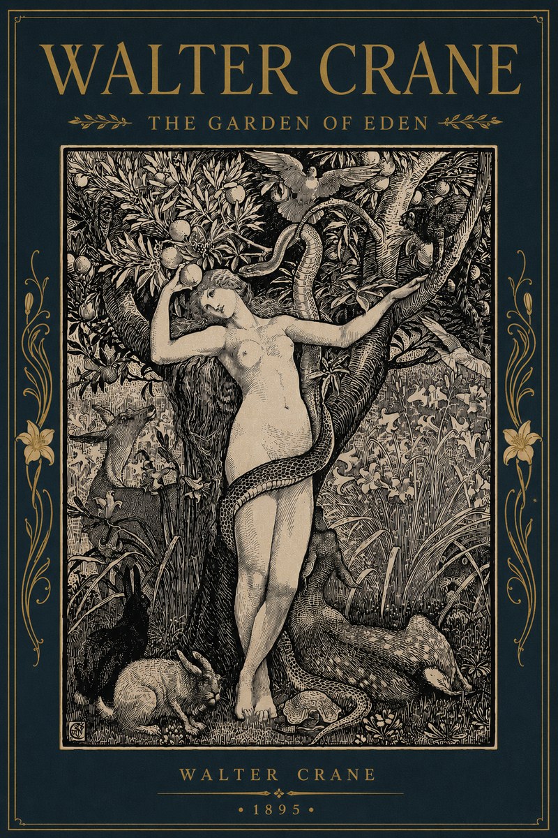Walter Crane The Garden of Eden No6 - Póster