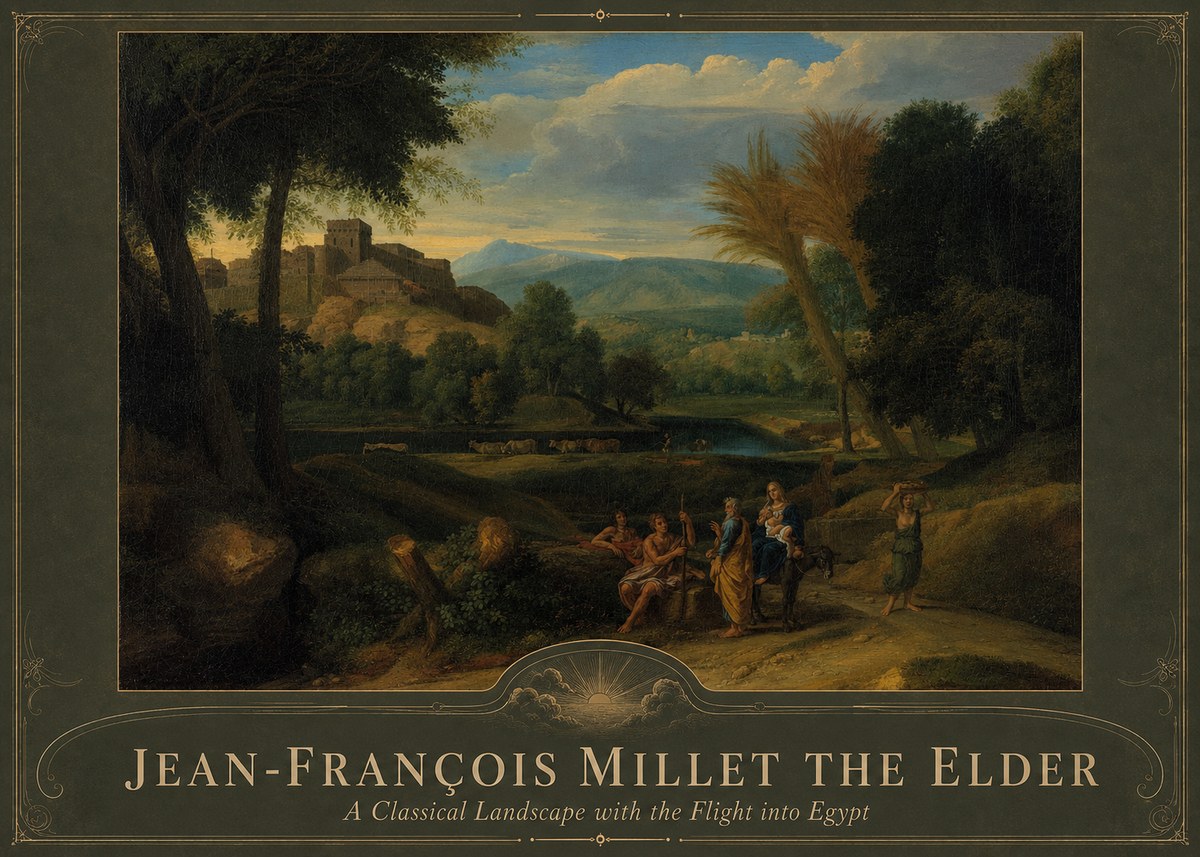 Jean-François Millet A Classical Landscape with the Flight into Egypt No4 - Póster