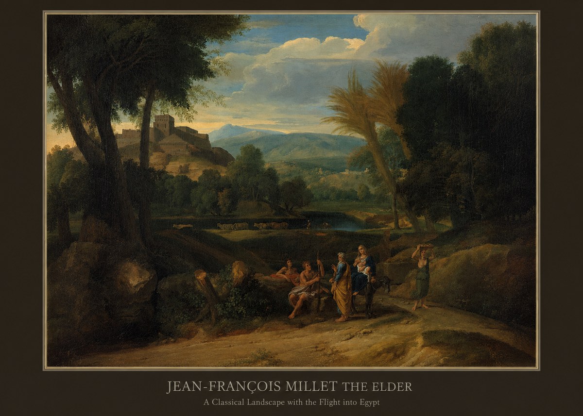 Jean-François Millet A Classical Landscape with the Flight into Egypt No5 - Póster