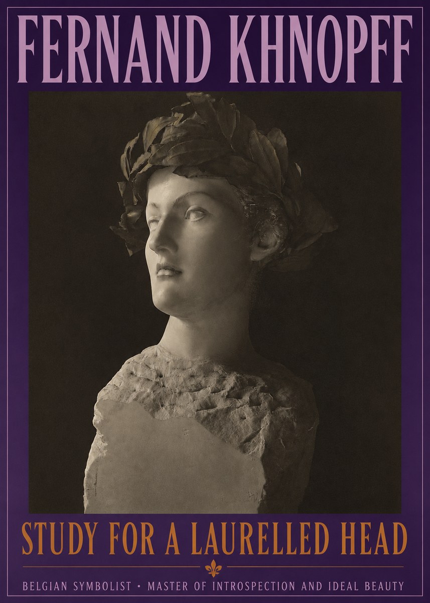 Fernand Khnopff Study for a Laurelled Head No2 - Póster
