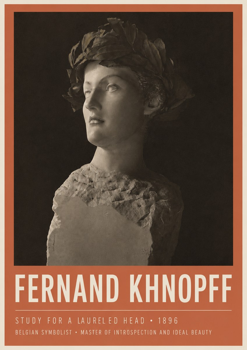 Fernand Khnopff Study for a Laurelled Head No3 - Póster