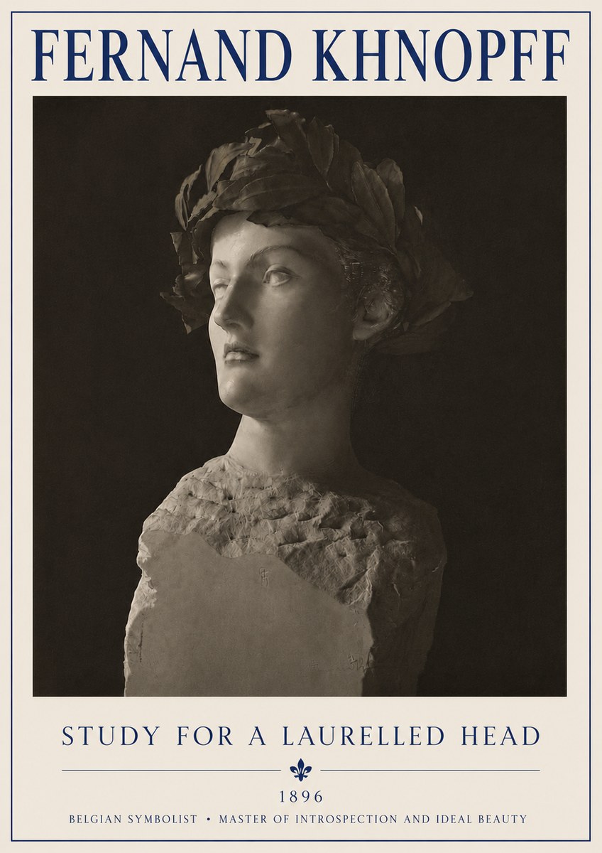 Fernand Khnopff Study for a Laurelled Head No4 - Póster