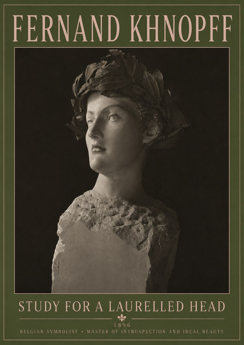Fernand Khnopff Study for a Laurelled Head No5 - Póster
