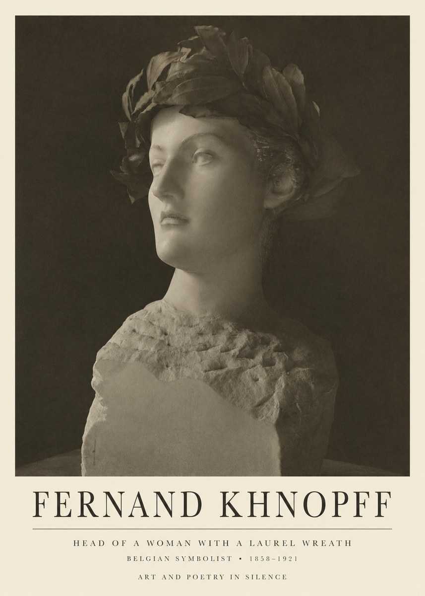 Fernand Khnopff Study for a Laurelled Head No6 - Póster