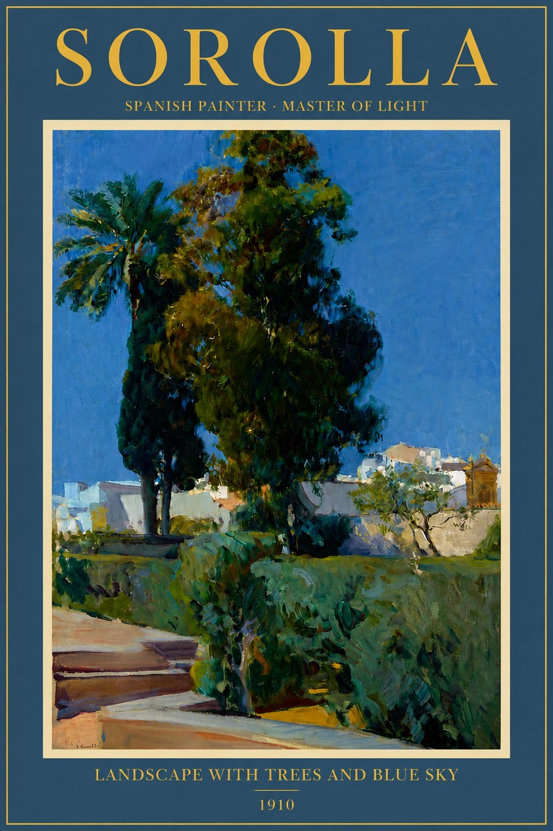 Sorolla Landscape with Trees and Blue Sky No4 - Póster