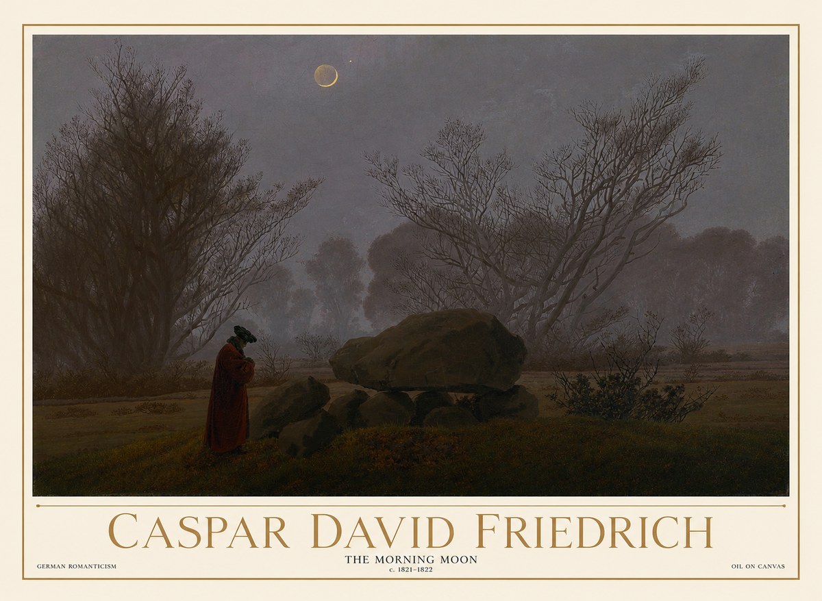 Caspar David Friedrich The Morning Moon No1 - Póster