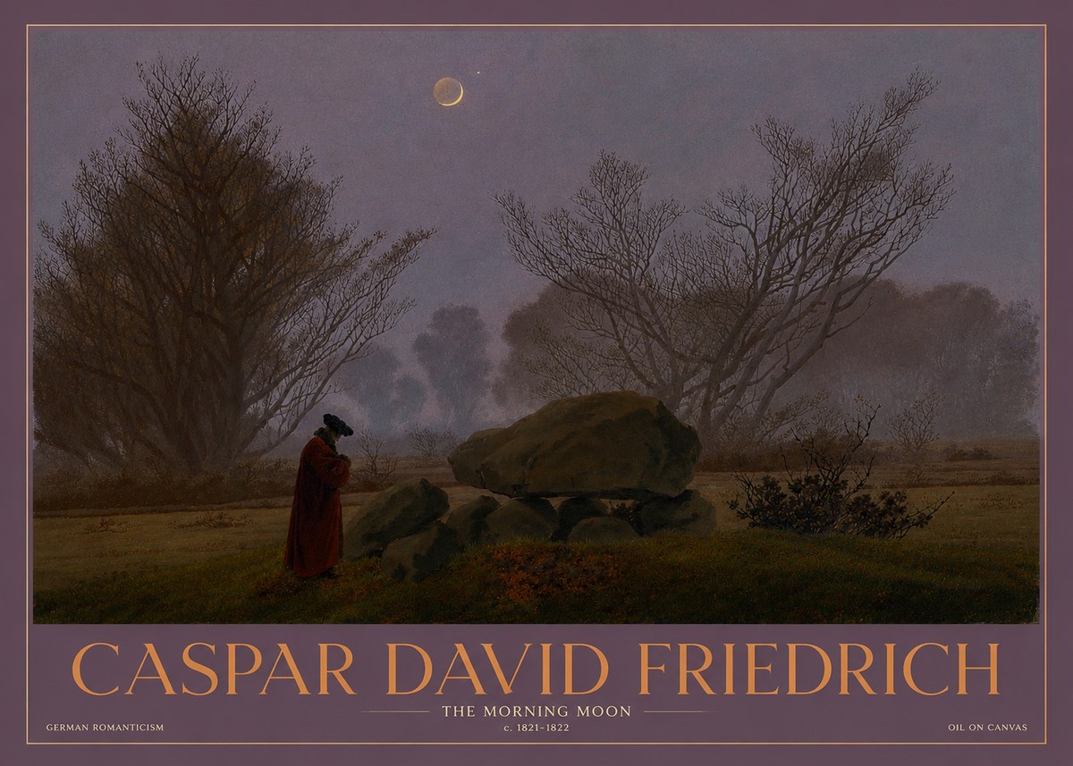Caspar David Friedrich The Morning Moon No3 - Póster
