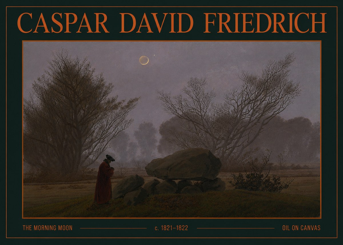 Caspar David Friedrich The Morning Moon No4 - Póster