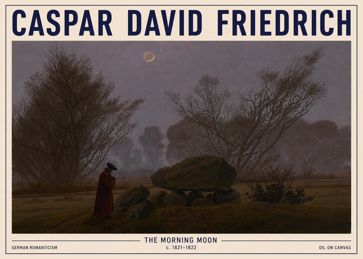 Caspar David Friedrich The Morning Moon No5 - Póster