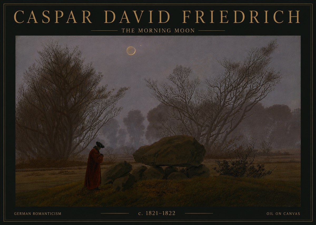 Caspar David Friedrich The Morning Moon No6 - Póster