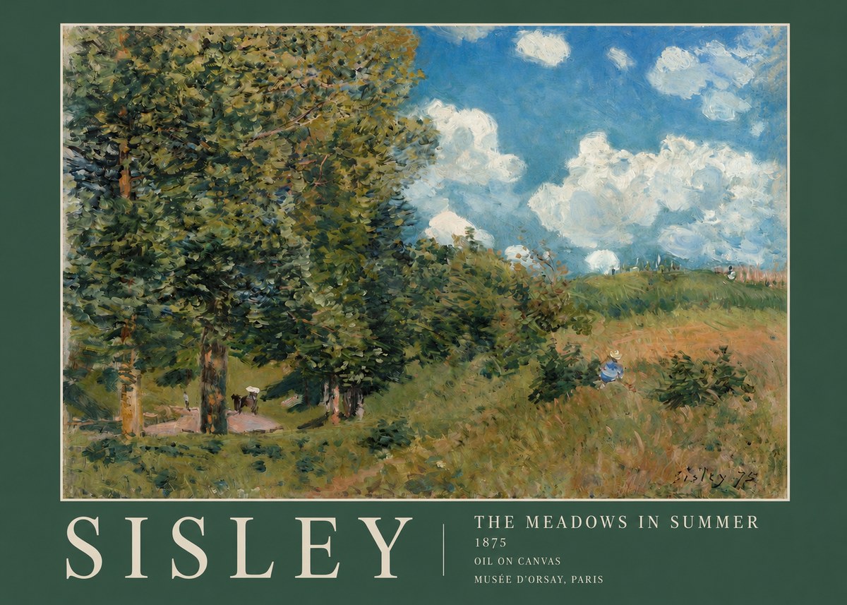 Sisley The Meadows in Summer, 1875 No2 - Póster