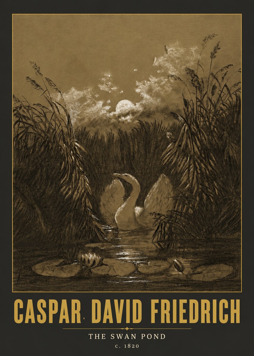 Caspar David Friedrich The Swan Pond No6 - Póster