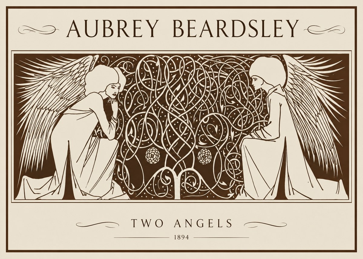Aubrey Beardsley Two Angels No1 - Póster