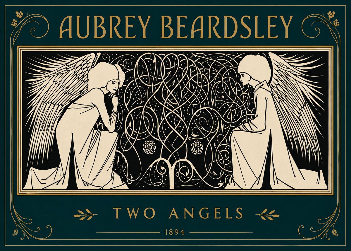 Aubrey Beardsley Two Angels No4 - Póster