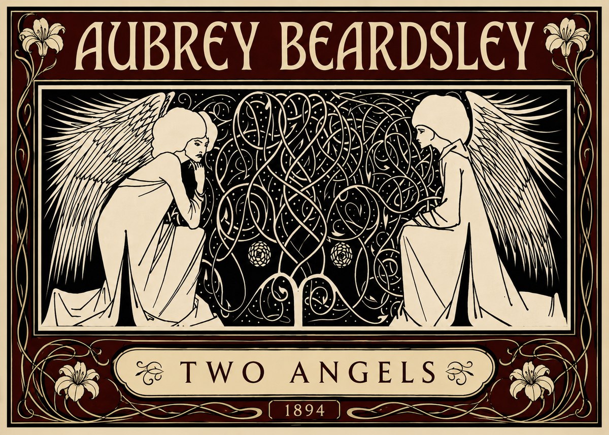 Aubrey Beardsley Two Angels No5 - Póster