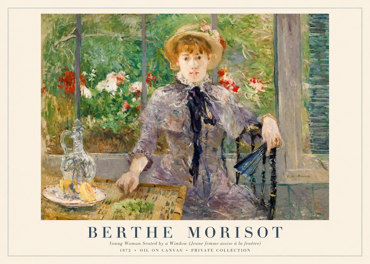 Berthe Morisot Young Woman Seated by a Window (Jeune Femme Assise À La Fenêtre) No1 - Póster