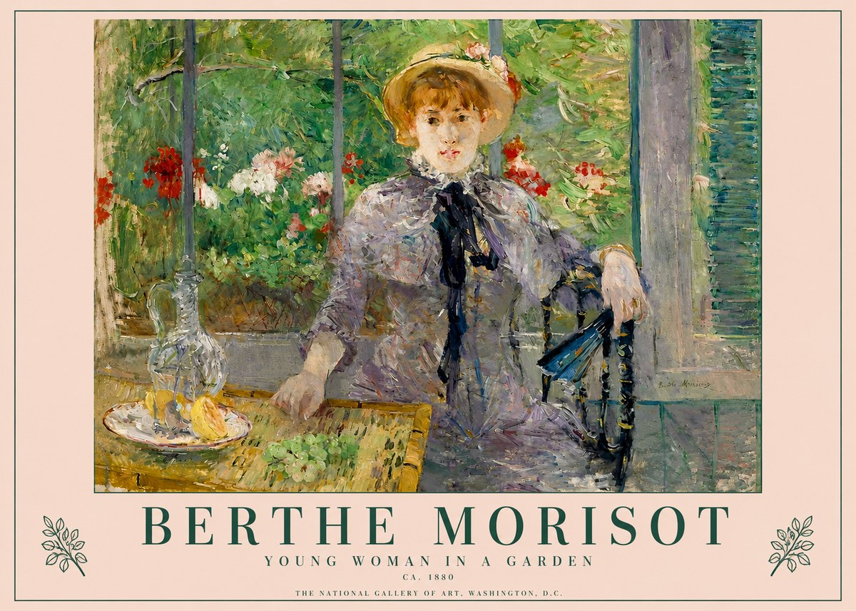 Berthe Morisot Young Woman Seated by a Window (Jeune Femme Assise À La Fenêtre) No4 - Póster