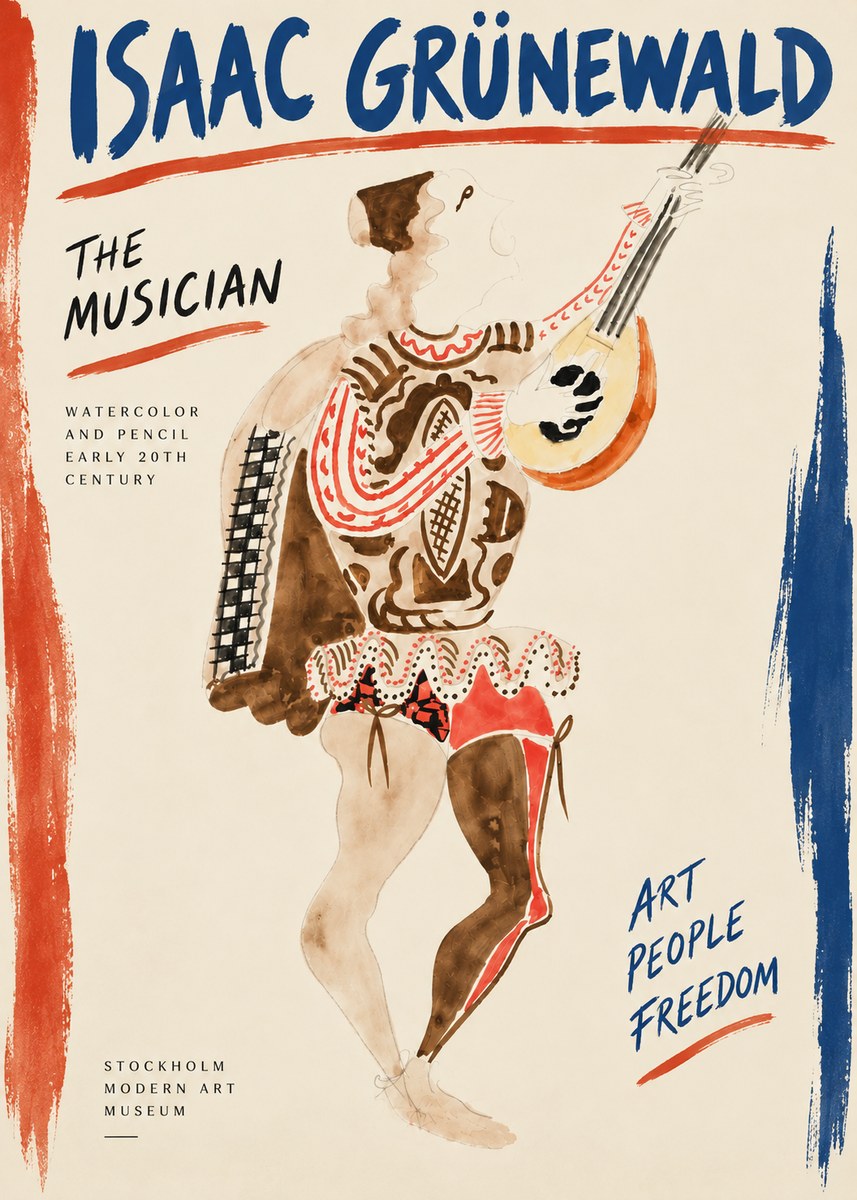 Isaac Grünewald The Lute Player No6 - Póster