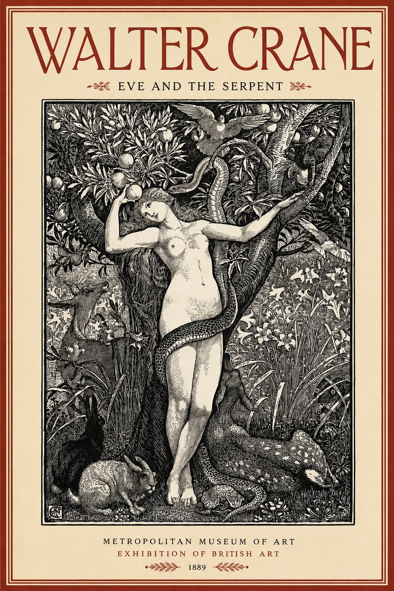 Walter Crane Eve and the Serpent No2 - Póster