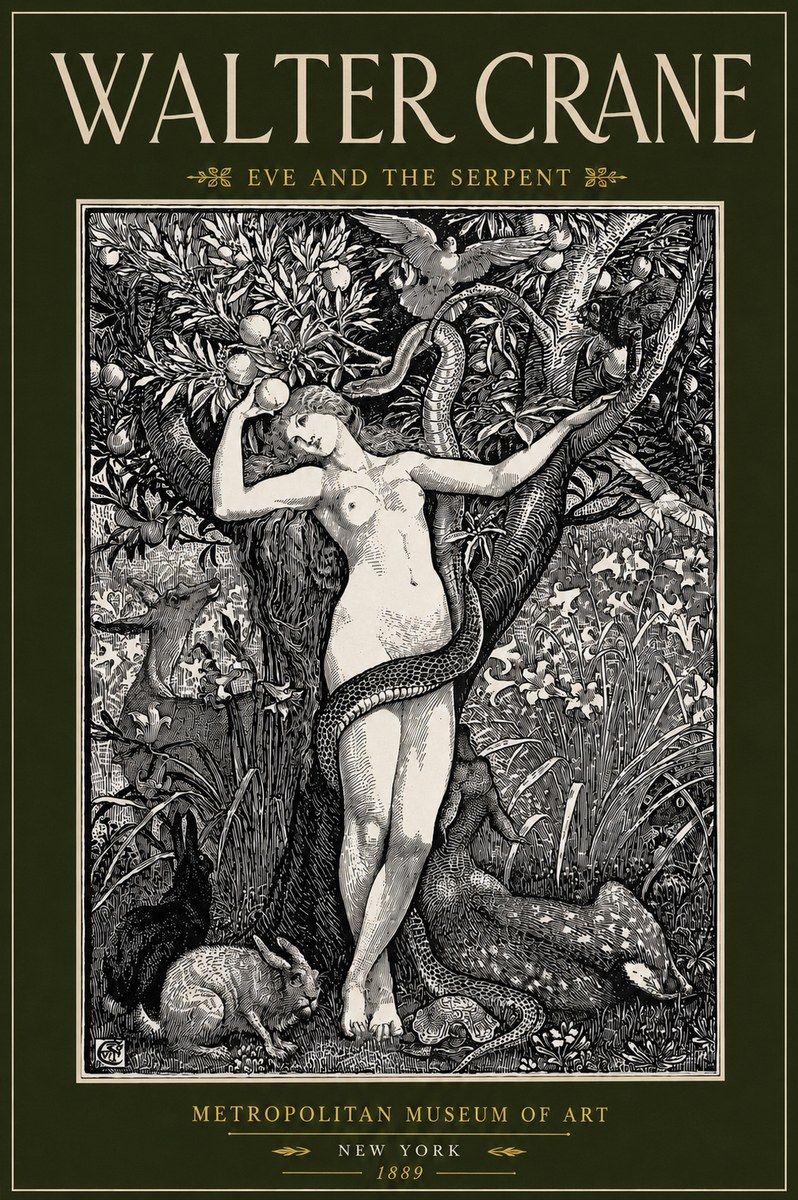 Walter Crane Eve and the Serpent No4 - Póster