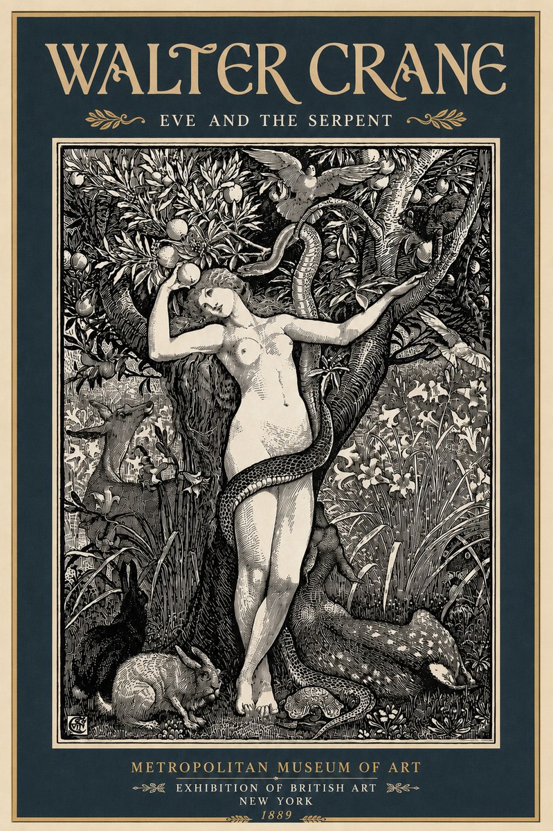 Walter Crane Eve and the Serpent No6 - Póster