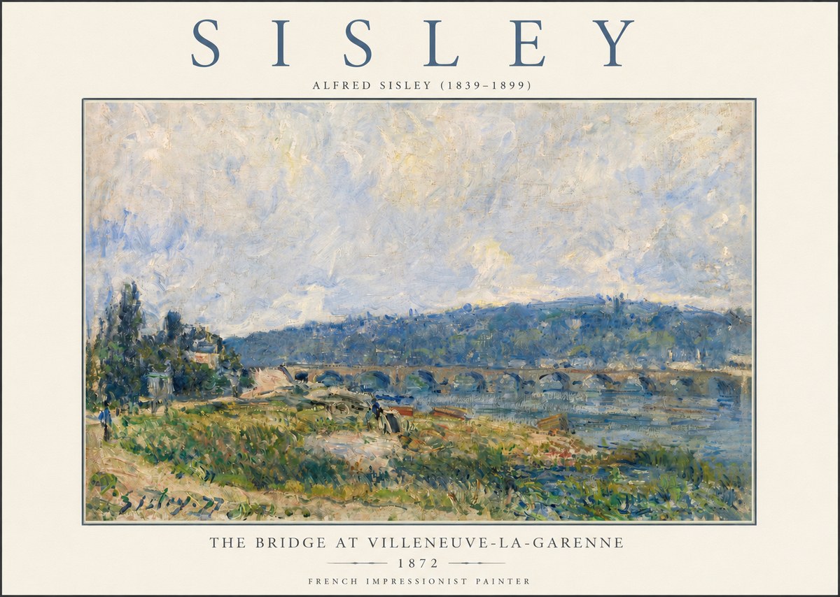 Sisley The Bridge at Villeneuve-la-garenne III No3 - Póster